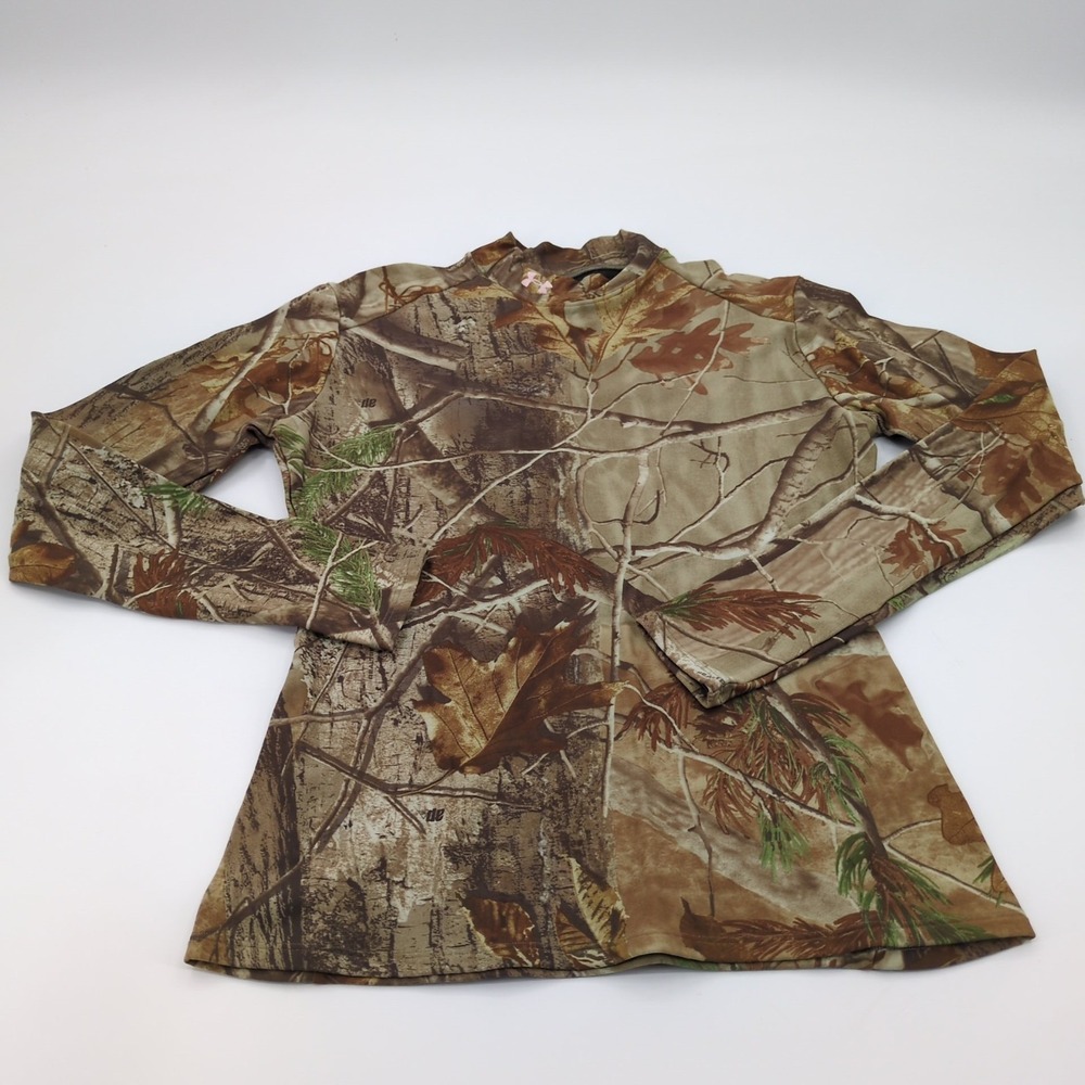 Under Armour Womens HeatGear Realtree Camo Long Sleeve Shirt XL Camouflage Mock